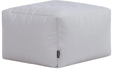 Bean Bag Bazaar Outdoor Bean Bag Footstool with Filling Included, Grey | Made in the UK, Pouffe Footstool, Garden Seating, Durable Water-Resistant Fabric, For Garden and Patio