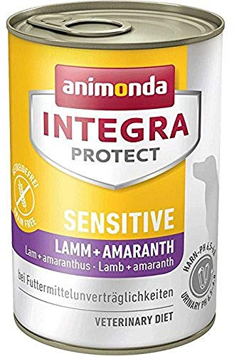Animonda Integra Protect Cibo per Cani Bagnato Sensitive Agnello + Amaranto (6 x 400 g), in Caso di intolleranza al Cibo, Cibo dietetico di Alta qualità per Cani in Caso di allergia ai mangimi