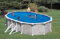 Summer Fun Stahlwandpool Set (6-teilig) hoch oval 610 x 375 x 120 cm, Stahl 0,45mm Steinoptik Folie 0,3mm blau