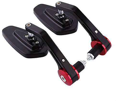 Motorrad Rückspiegel, Qiilu Universal Aluminium Motorrad 7/8 Lenker Ende Rückseite Seitenspiegel(Rot)