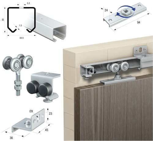 Runners Series 20 Industrial Sliding Door Track System 90kg (4mtr Single Door Kit)