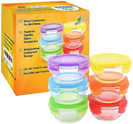 ARSUK Petit pot Conservation bébé Verre Avec Sans BPA Hermétique Couvercle (200 ml, 6 pièces) - Réutilisable Boite Conservation Alimentaire pour Congélation, Meal Prep et Utilisation au Micro ondes