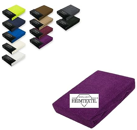 EXKLUSIV HEIMTEXTIL Frottee Spannbettlaken Marke 140 x 200 cm 80% Baumwolle, 20% Polyester Öko - Tex Zertifiziert, Markenqualität, Matratzenhöhe bis 25 cm, Lila