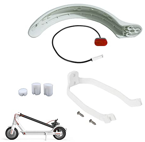 Fututech Kit Parafango Posteriore per Xiaomi M365 Pro Fanale Posteriore Supporto Tappo Antipolvere Fuoco Freno Monopattino Accessorio Scooter Elettrico Parte di Ricambio (Bianco)
