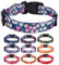 HQYDDMI Hundehalsband, Weich & Komfort Nylon Hunde Halsband, verstellbar für Katze, Welpen, kleine, mittelgroße und große Hunde, mit Blumen Muster(Bunt Blumen,M)