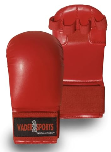 Vader Sports Gants de karaté sans pouce semi-contact/contact complet Gants de sécurité pour enfants et adultes (S/enfants 5-9 ans, rouge)