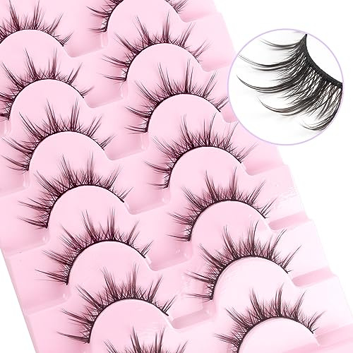 Parriparri Faux Cils Naturel 7 Paires Manga Lashes Wispy Anime Eyelashes 3D Fluffy Spiky Lashes