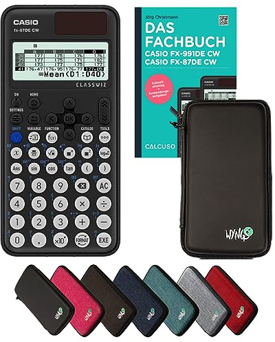 Casio fx-87DE CW Incl. Funda Protectora Negro y Libro especializado (160 páginas, DIN A5) – Calculadora científica – Smart Set (Alemán)