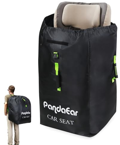 PandaEar Borsa da Viaggio per Seggiolino Auto per Aereo, Copertura Impermeabile con Tracolla per Seggiolini Auto Convertibili e Booster, Nero