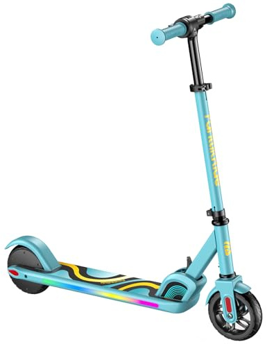 FanttikRide C9 Pro Patinete Eléctrico Niño 1,2-1,6 m, Luces Arcoíris, Velocidades 8/13/16 km/h, Alcance 8 km, Pantalla LED, Altura Ajustable, Plegable, Máxima de Carga 60 kg, Azul