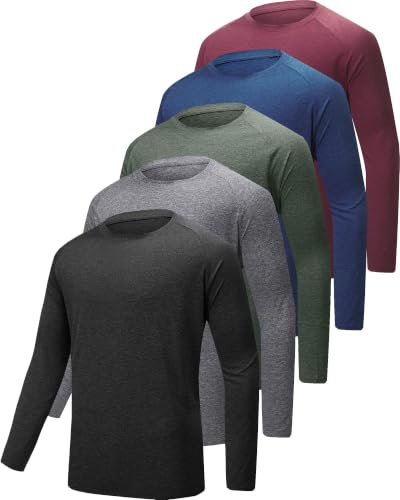 YOIOWVY Camiseta Manga Larga Hombre Anti-UV UPF 50+, Deportiva 3/5/7Pcs | Poliéster,secado rápido,transpirable.Costuras planas,4-way stretch.Lavable.Ideal running, gimnasio, pesca, senderismo