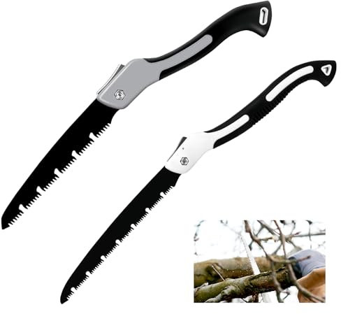 Sierra Plegable, 2 Piezas Sierra De Podar, Sierra De Mano Plegable, Poda Plegable, Serrucho De Poda Con Cierre De Seguridad Para Jardín, Madera (210mm, 330mm)