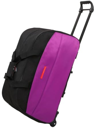AsrMyjcx Bolsa de Lona con Ruedas, Plegable, para Viajes, Deportes, Negocios, Playa, PÚrpura