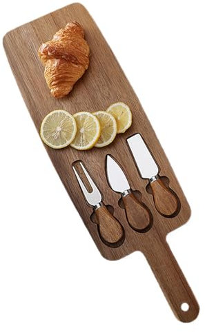 Tavola per formaggio con manico - di salumi in legno, elegante vassoio per servizio formaggio | tagliere per formaggio rustico, design manico in paletta, carne, snack, mare