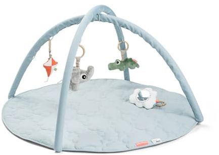 Done by Deer Spielbogen Baby mit Spielmatte und 4 x Anhänger/Babyspielzeug - Rassel, Glöckchen, Knisterelement und Spiegel - Play Mat/Spieldecke für Babies ab 0 Monate