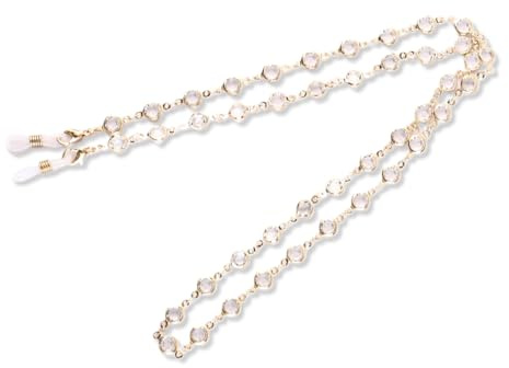 KZAQW Chaîne de lunettes, chaîne de lunettes en métal, chaîne de lunettes de chaîne, lunettes antidérapantes, bracelet de perles, lacet lunettes, blanc