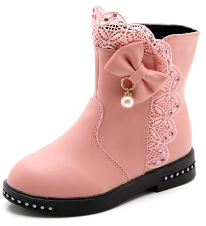 Generisch Winterstiefel Mädchen Stiefeletten Warm Gefütterte Winterschuhe Niedliche Wanderschuhe Outdoor Boots Freizeit Prinzessin Schuhe Einfarbige Dirndlschuhe Schneestiefel