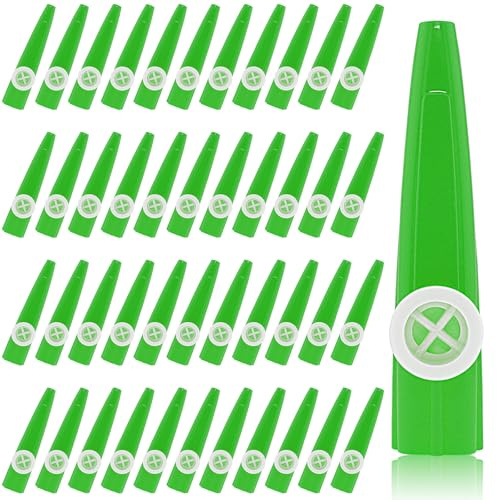 48 Pieces Plastic Kazoos, Kazoo Musical, Good Companion for Guitar Violin Piano Keyboard Ukulele, Gift for Christmas Gifts Party Favors. (Green)