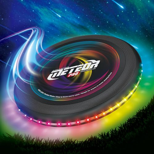 Light up Flying Disc-16 Millions Colors, 48 LEDs & 13 Light Modes, LED Flying Disc for Adults, Kids & Teens, Glow in the Dark Flying Ring, Party Toy Christmas Birthday Gift, Age 6+ (black, 11in)
