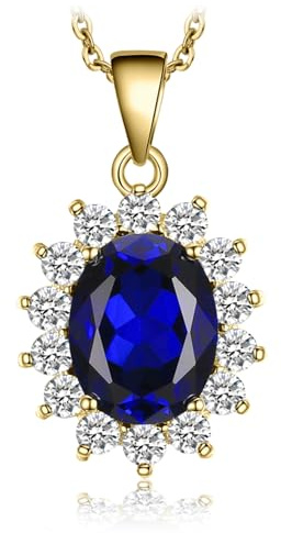 JewelryPalace Prinsessan Diana Kate Middleton ädelsten Ametist Citrin Granat Peridot Topaz Safir Ruby Smaragd Halsband Hänge Silver 925 45cm, Halsband Dam Halsband Dam Smycken Rosegold Guld