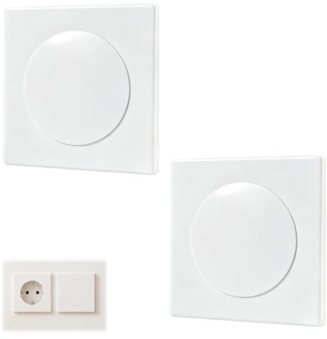 2 Piezas Tapas de Enchufe Empotrado Autoadhesivas 86x86 mm, Tapa Ciega de Plástico Blanco Sin Tornillos, Cubre Enchufes o Interruptores No Utilizados en Pared