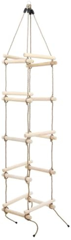Kaloriko Échelle tricotée pour enfants de 200 cm en pin massif avec 5 échelons et corde en polyéthylène, résistante aux intempéries pour jardin, tour de jeu, intérieur et extérieur, sans danger pour