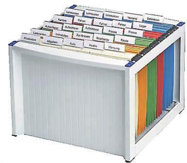 Helit H61100-84 Hängeregister-Box für Hängemappen, für ca.40 Hängemappen, stapelbar, ohne Inhalt, Grau