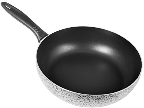 HOME Salt Peper Sartén Especial para saltear la Pasta, Fabricada en Aluminio y con Revestimiento Antiadherente. Diámetro: 28 cm. Color Gris, Metal, Negro/Azul Claro