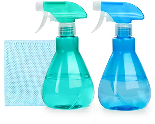 Kmoxi Spray Bottles 2 pcs for Cleaning, empty mist spray bottle Gardening, Hairdressing| 500ml (Blue and Green)
