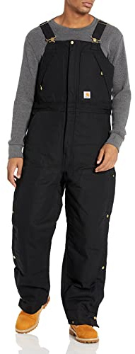 Carhartt Mens Loose Fit Firm Duck Insulated Biberall Bibs Overalls, Black, 3X-Large Big Short US