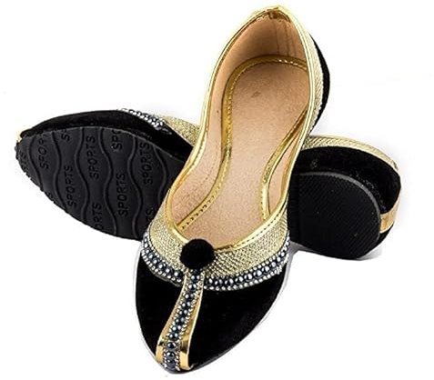 Boda Jutti indio nupcial Khussa Fiesta Tradicional Mojari Flat US Talla 5-10 Cuerda (negro, azul, rojo), Negro, 40.5 EU