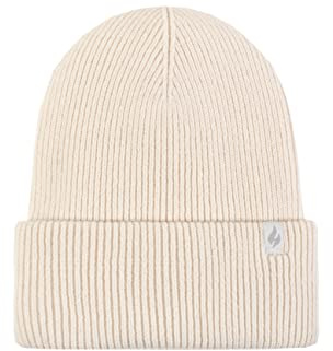 HEAT HOLDERS SOCKSHOP Ladies Vermont Fine Rib Turnover Cuff Hat Pack of 1 Cream One Size