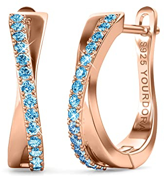 YOURDORA Pendientes Aro Retorcido de Plata de ley 925 para Mujer con Circonia Cúbica Joyas Regalos Originales