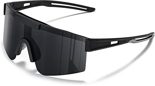 suoso Sportbrille Polarisiert Radsportbrillen Fahrradbrille Schnelle brille für Herren Damen Sport Sonnenbrille UV400 Klar Laufbrille für MTB Rennrad Fahrrad Ski Rave Schwarz