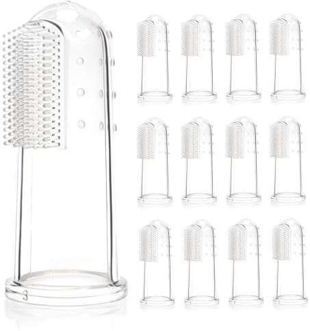 12 Pack Baby Toothbrush 0-2 Years,Toddler Finger Toothbrush, Soft Silicone Baby Finger Toothbrush for Cleaning, Teething Relief and Gum Massage