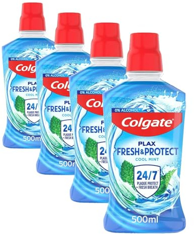 Colgate Plax Cool Mint Antibacterial Mouthwash, 500ml (Pack of 4)