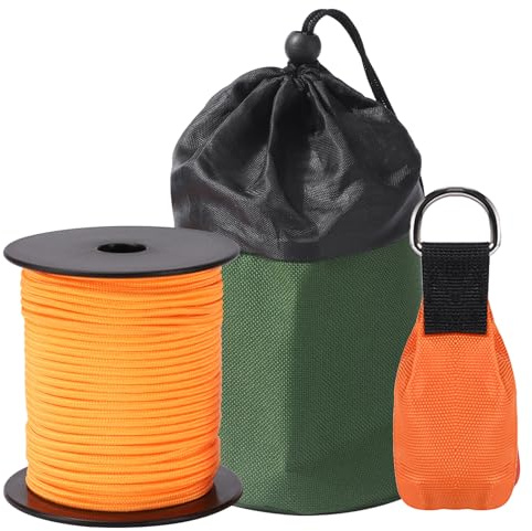 SENSILIN Arborist - Kit de cuerda de tiro para arborista, kit de peso y línea de tiro de arborista, cuerda de poliéster ultra lisa de 164 pies y bolsa de tiro de 11 onzas, equipo de arborista adecuado