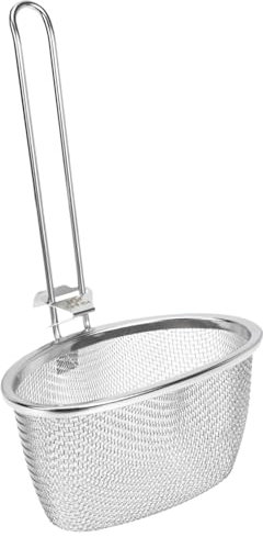 SHOWERORO Stainless Steel Spoon Sifter Strainer Basket Chinois Mesh Filter Miracle Grade Milk Tea Filters Pasta Strainer Scoop Dumpling Boil para Fettuccine Pasta Mesh Spoon Strainers Silver