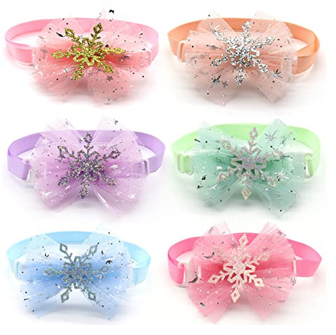 Husdjurs Slips 30/50 pc valp hund grooming tillbehör vinter stil söt snöflinga husdjur hund båge slips necktie chiffong bowknot hund bowties leveranser Husdjurs Slips Set(50 pcs)