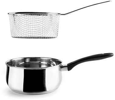 Garinox - 14618 - Casseruola con cestino, Adatto a induzione, Lavabile in lavastoviglie, Fondo sandwich, Ø 18 cm, 2 litri, Acciaio inossidabile 18/10