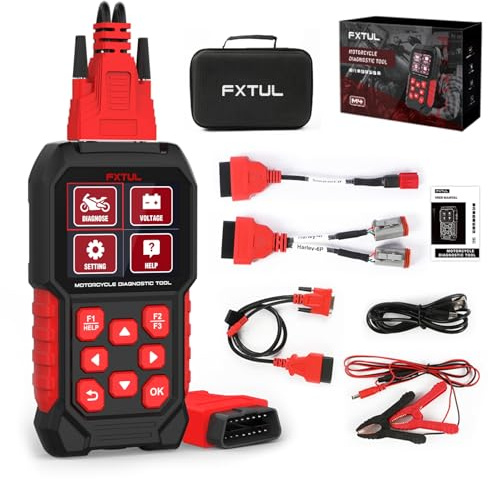 M4 Scanner Diagnostic Moto Professionnel | Compatible Harley 4P/6P, | Test ABS, Batterie, Anti-Démarrage | Ecran 2.8 | 17 Langues avec réinitialisation AFV, réglage du régime de ralenti