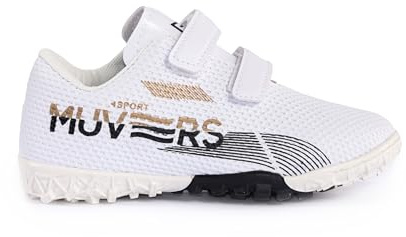 Kids Football Boots Boys & Girls – Astro Turf Trainers, Lightweight & Breathable Sports Shoes for Children, Infants & Juniors (White, Junior 11.5)