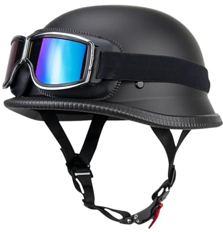 Retro motorcykelhjälmar, halv dödskallemössa – pilotmössa, tillbehör | Skullcap-hjälm med skyddsglasögon, vintage bikerutrustning, ridhuvudskydd för män och kvinnor, motorcykelkostym, ridning på