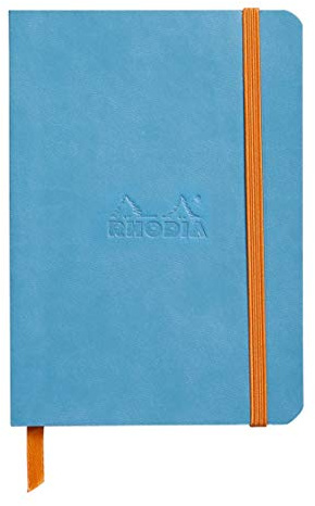 RHODIA 117357C - Soft Turquoise Notebook - A6 - Dotted Dot - 144 pages - Clairefontaine Ivory Paper 90 g/m - Bookmark, Elastic Closure - Faux Leather Cover - Rhodiarama Collection
