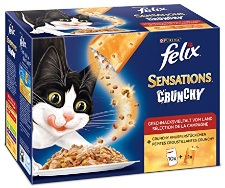 Felix Sensations Crunchy Crumbles Fleisch Mix Katzennahrung von Purina, 6er Pack (6 x 1.2 kg)