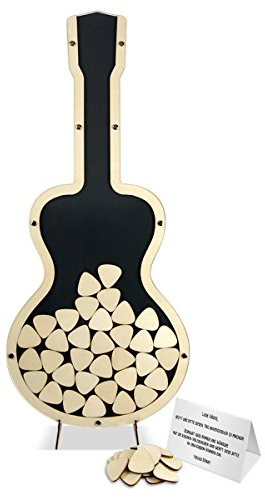 Gästebuch Alternative Hochzeit Geburtstag - Gitarre Anthrazit inkl. Holzplektren