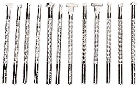 Set de 12 Piezas de Herramientas para Artesanía en Cuero, Aleación, Plateado, Estampado y Punzones con Diferentes Formas