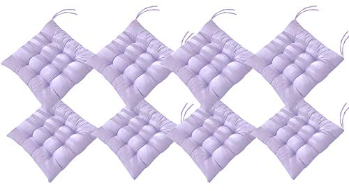 AGDLLYD 8er Set Sitzkissen Stuhlkissen, Stuhlkissen mit Bändern Sitzkissen für Gartenstuhl 40 x 40 cm für Esszimmer/Küche/Büro (Helles Lila)
