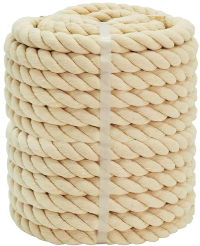 Corda 100% cotone naturale (2,5 x 30,5 m) spessa corda intrecciata resistente per artigianato, tiro sportivo della guerra, amaca, decorazione della casa
