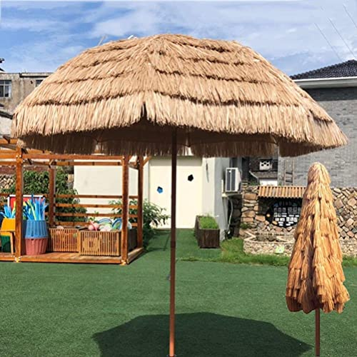 Caixia Tiki Garden Parasol Tropical Hawaiian Raffia Straw Parasol Beach Tilt Umbrella, Sunshade/Waterproof, Round Umbrella Diameter 180cm